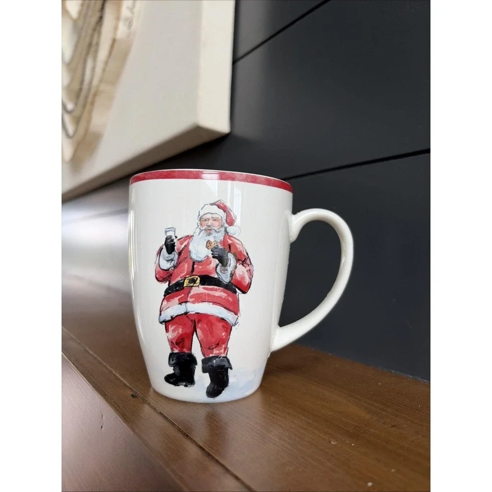 Pottery‎ Barn painted Santa Claus Discontinued Tea Mug Cookies Milk Replacement